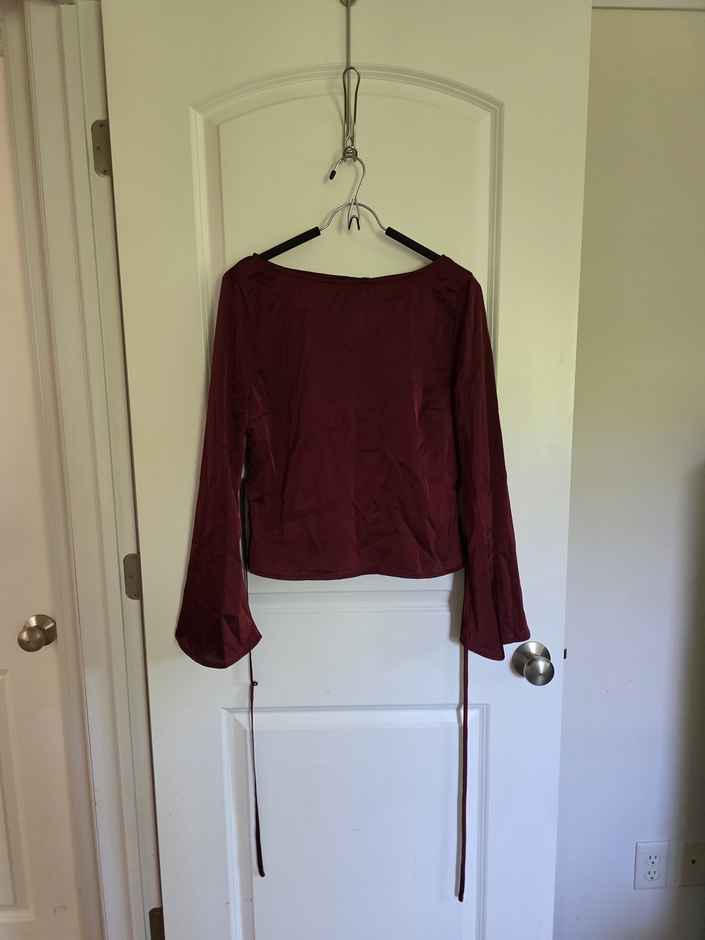 Women's Maroon Long-Sleeve Whimsigoth Boatneck Top NWT